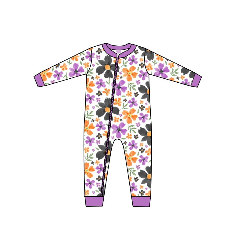 floral zip romper baby girls long sleeve romper