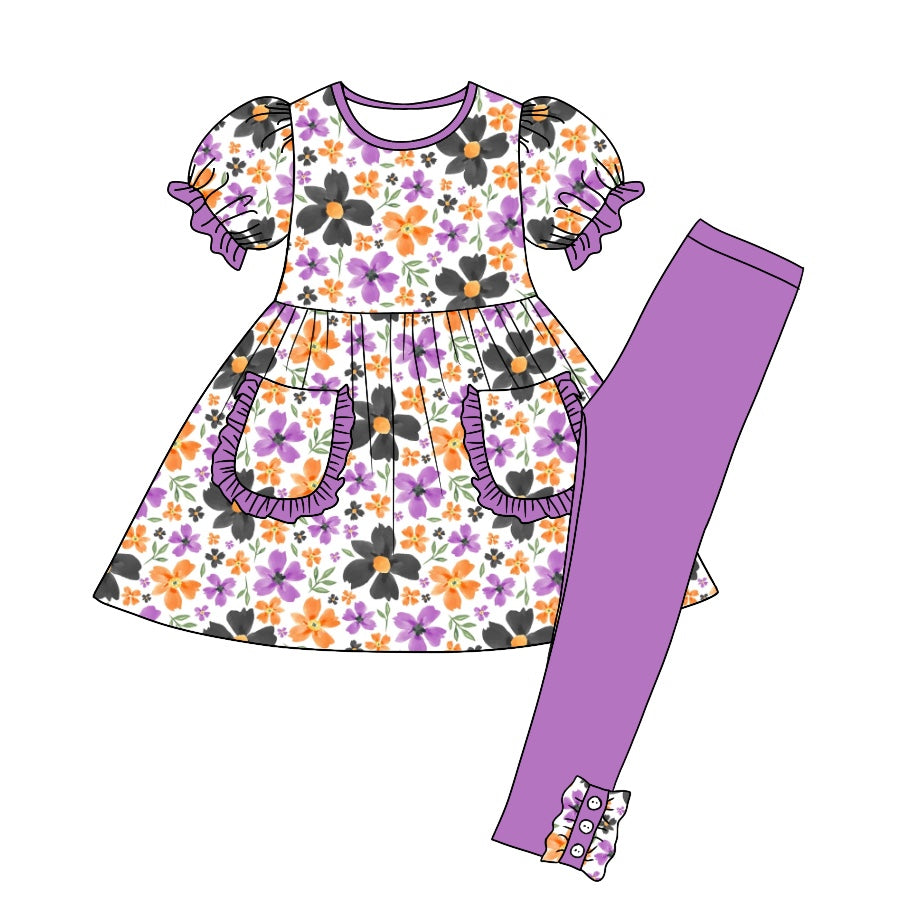 Flower girls boutique clothes set wholesale kids clothes