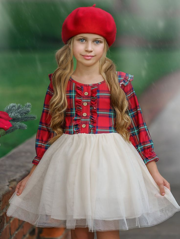 Christmas holiday long sleeve tulle dress