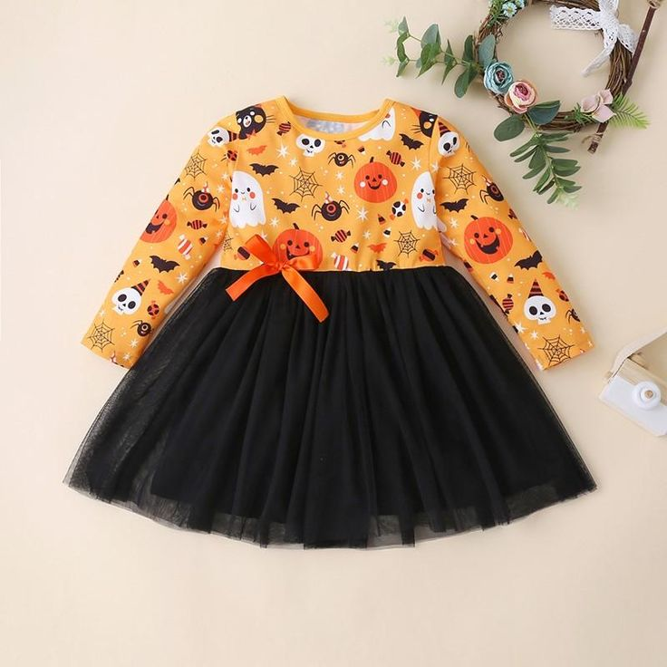 Halloween ghost spider pumpkin tulle dress, moq 3