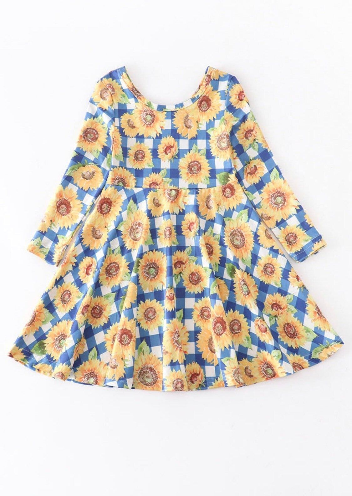 Sunflower girls long sleeve boutique dress