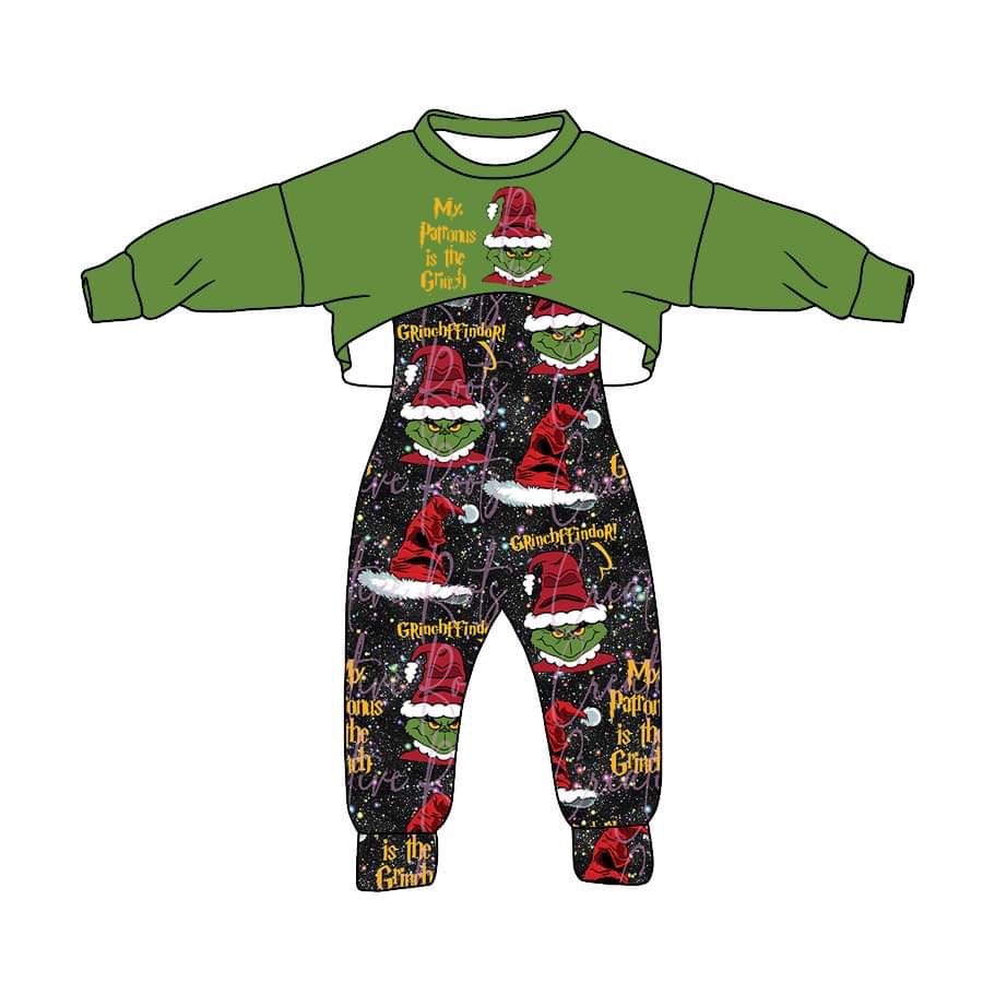 Girls long sleeve top suspender 2pcs clothes set, moq 5