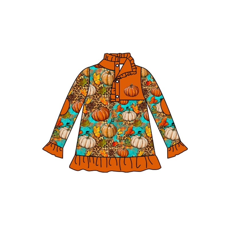 girl long sleeve pumpkin top shirt pullover.