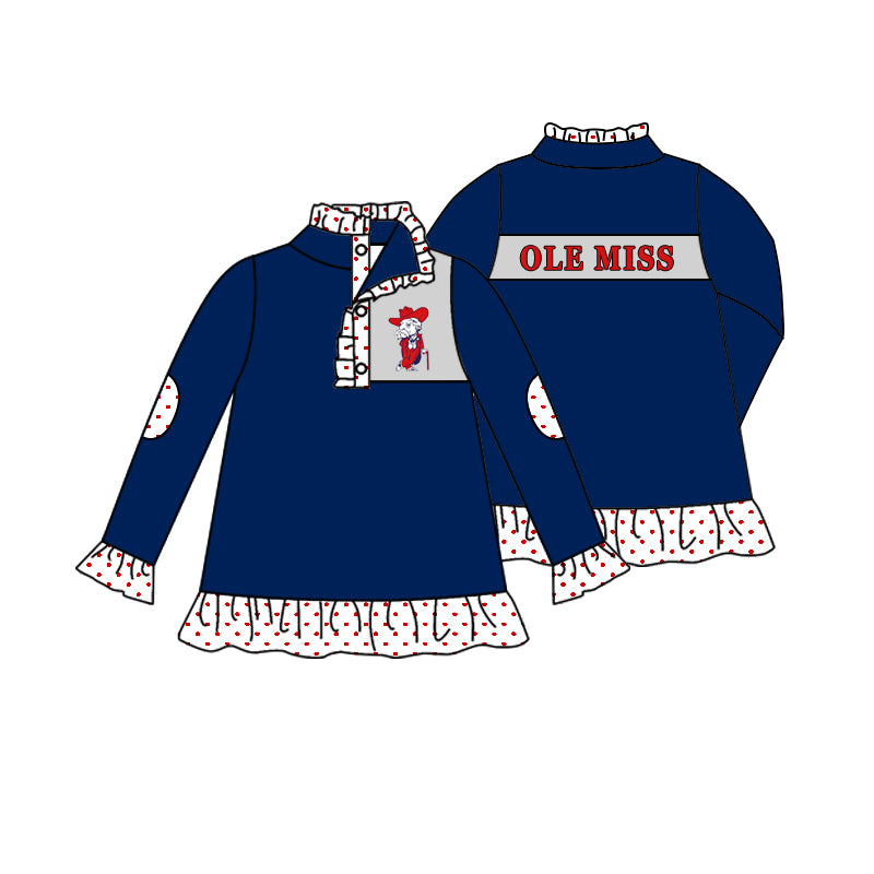 girls long sleeve team pullover, moq 3