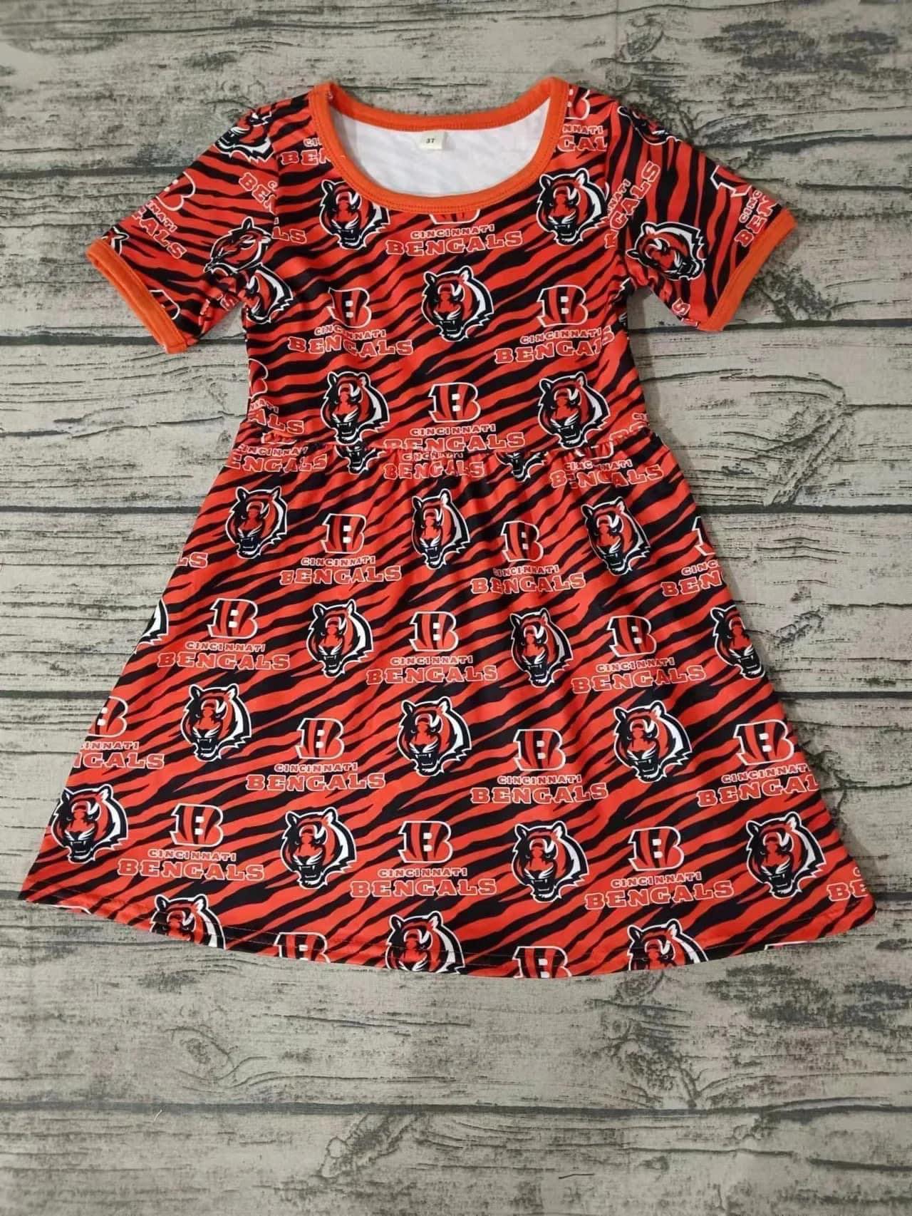 baby girls short sleeve tiger print dress