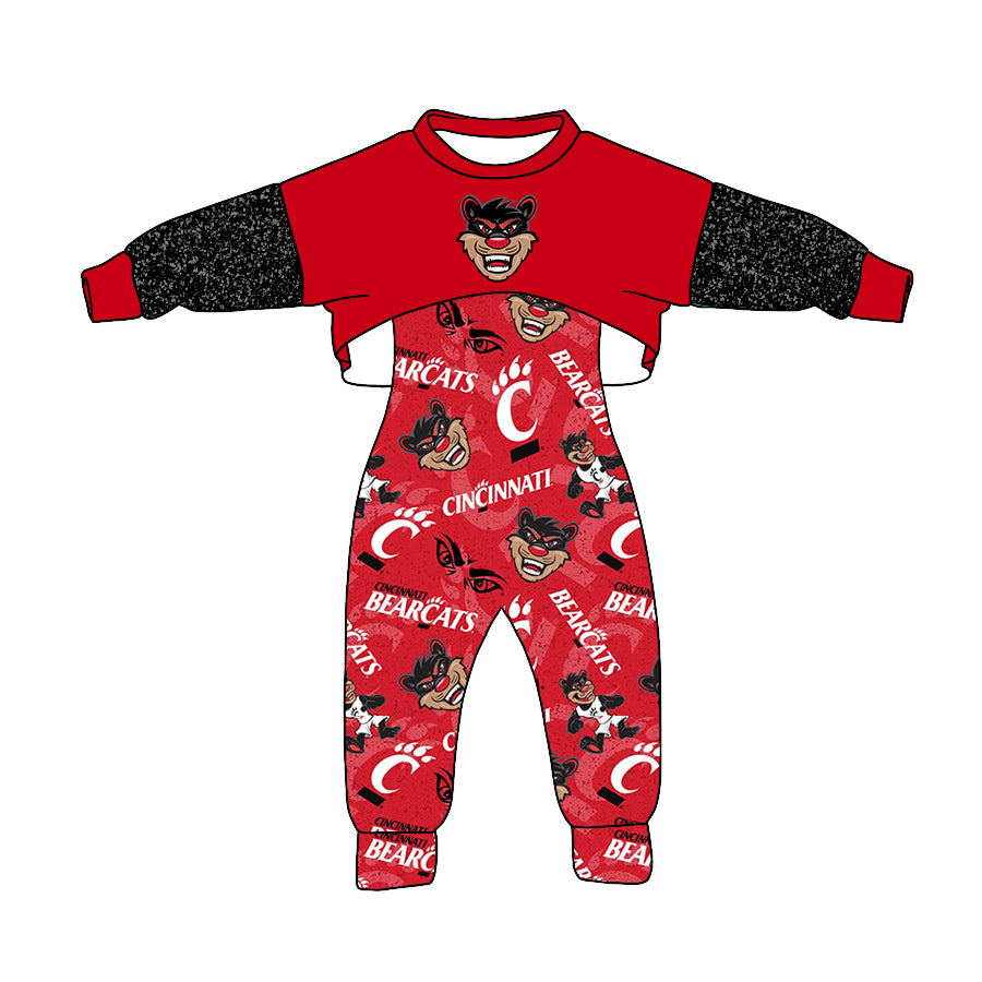 Girls team top suspender 2pcs clothes set