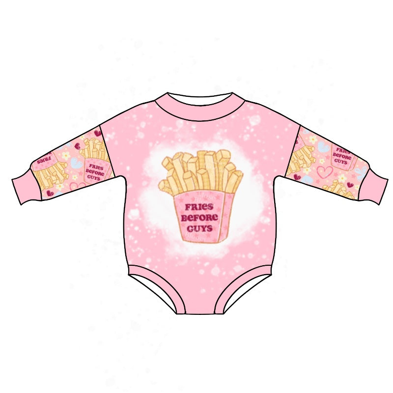 baby long sleeve fries print romper
