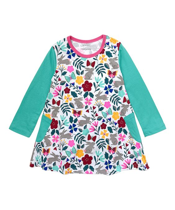 wholesale girls Easter bunny floral milk silk dress, moq 3