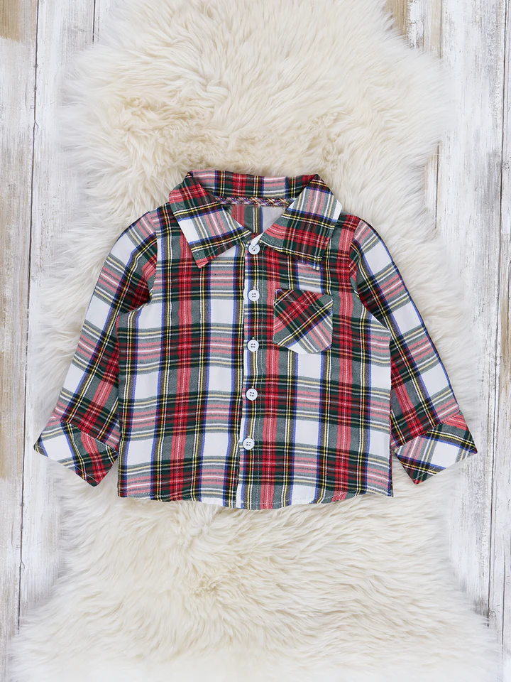 Baby boy Christmas button t-shirt