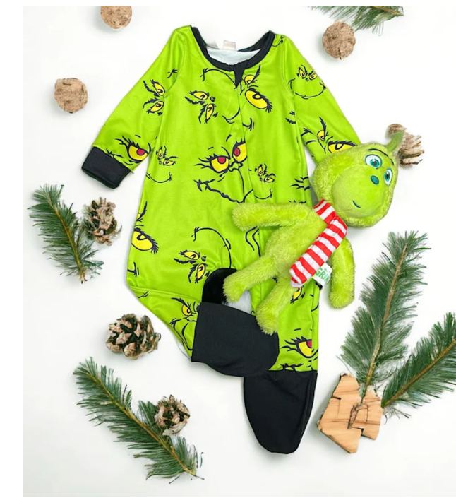 toddle girls long sleeve Christmas footie romper