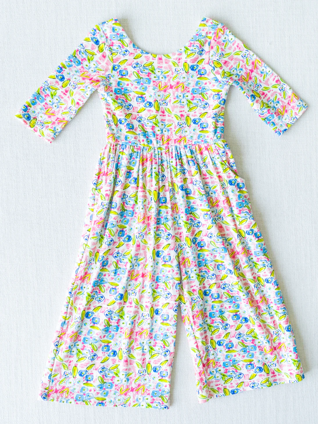 baby girls long sleeve floral romper jumpsuit