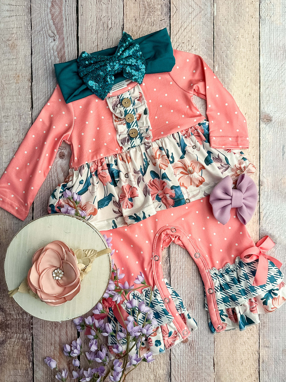 baby long floral romper