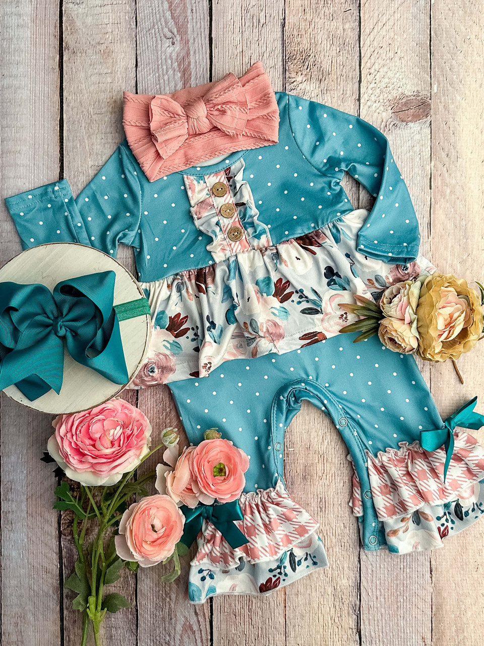 toddle girls blue floral romper