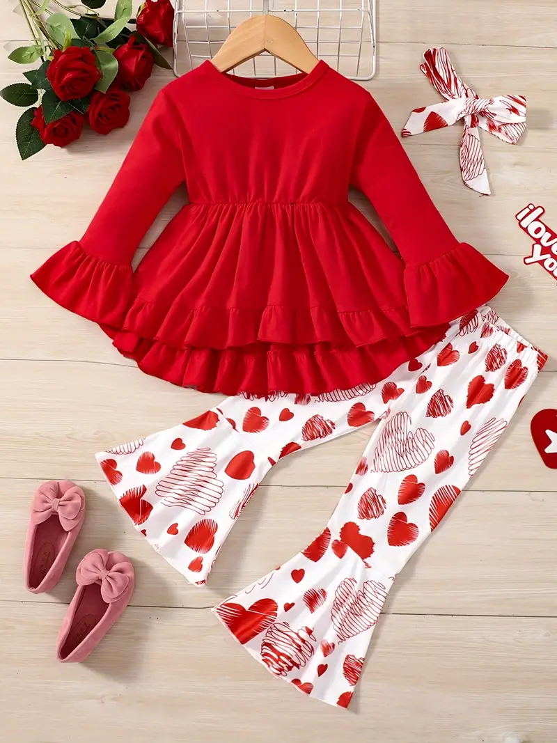 Valentines day baby girls clothing set