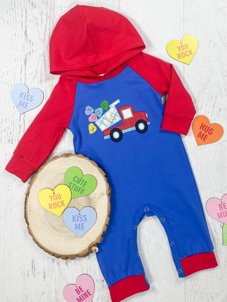 baby boy long sleeve valentines romper