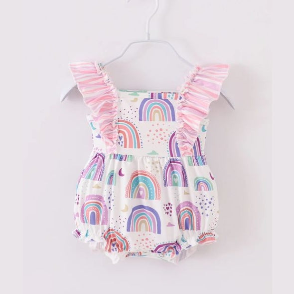 toddle girls rainbow print romper