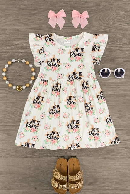 he is risen easter flora dress