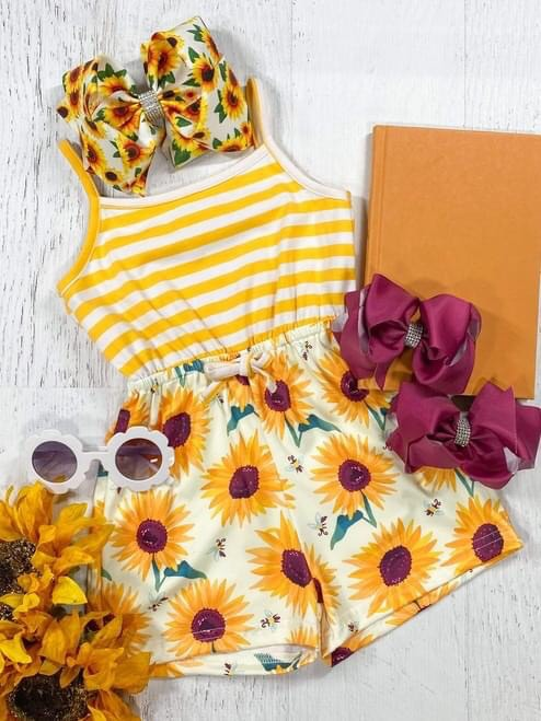 baby girls one piece sunflower jumpsuit