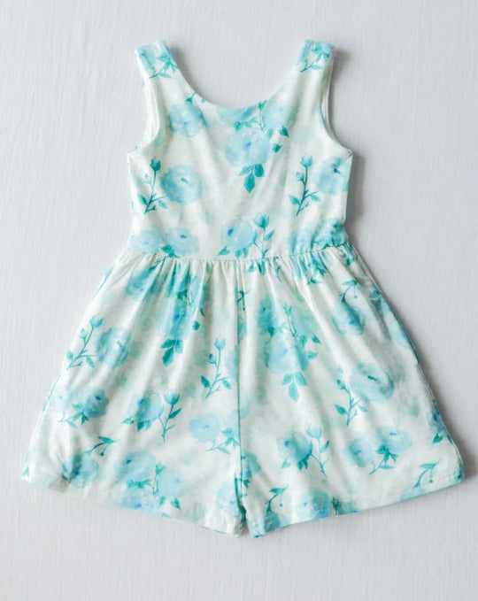 infant baby girls blue floral jumpsuit