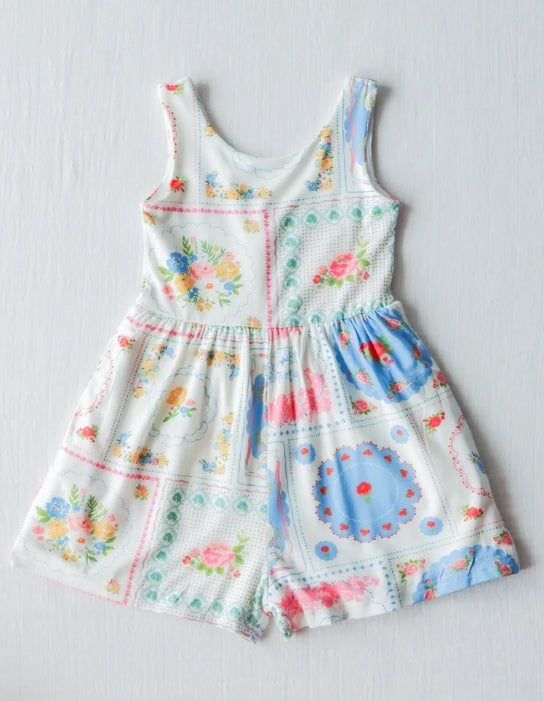 infant baby girls blue floral jumpsuit