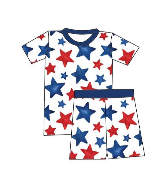 baby girls red blue star design july 4th clothes outfit