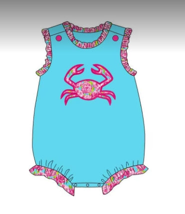 toddle baby girls floral crab romper