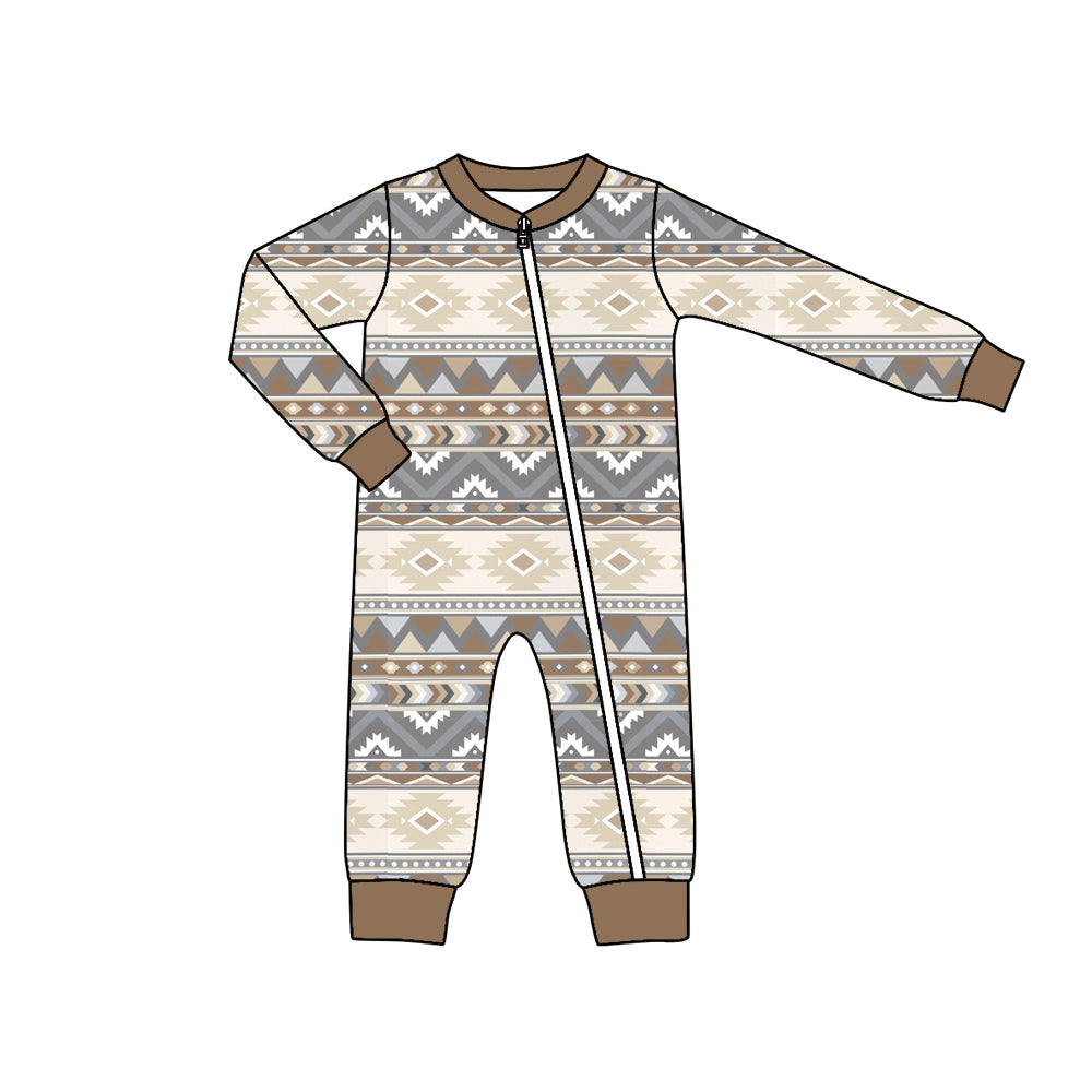 western cowboy long sleeve zip romper