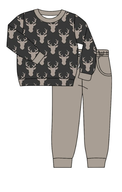 infant baby boy grey reindeer fall winter clothes