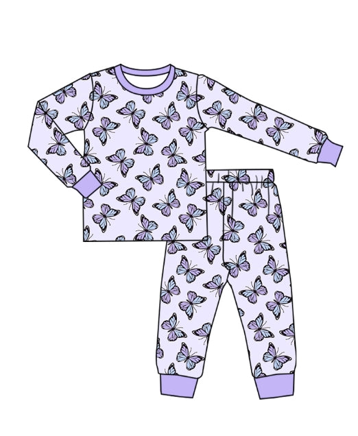 toddle baby girls wholesale butterfly design 2pcs pajama set