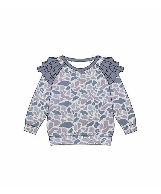 baby girl long sleeve grey camo top