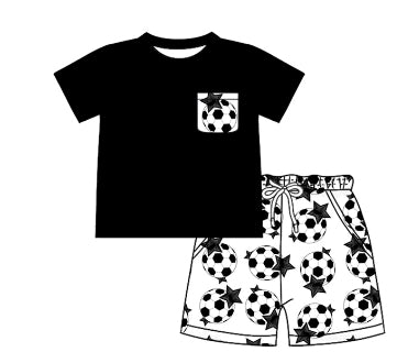 baby boy soccer design summer outfit