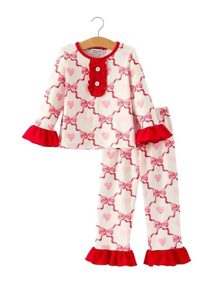 Valentines day design kids pajama set wholesal factory price