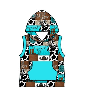 Cowboy western short sleeve hoodie top
