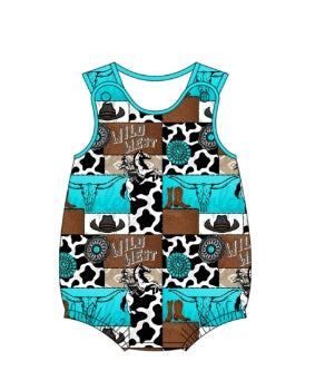 Western cowboy rodeo kids summer romper