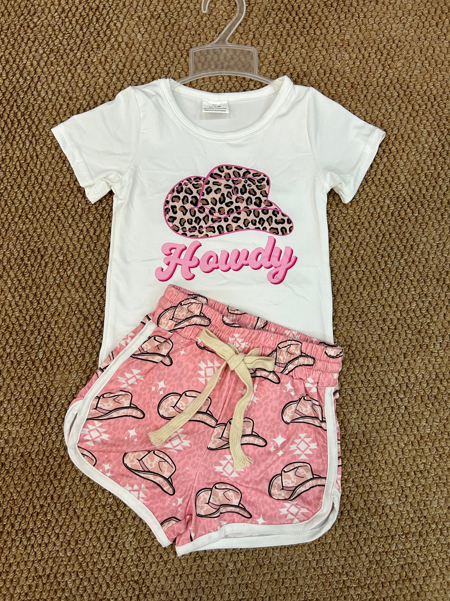 Toddle girls howdy shirt hats shorts summer outfit