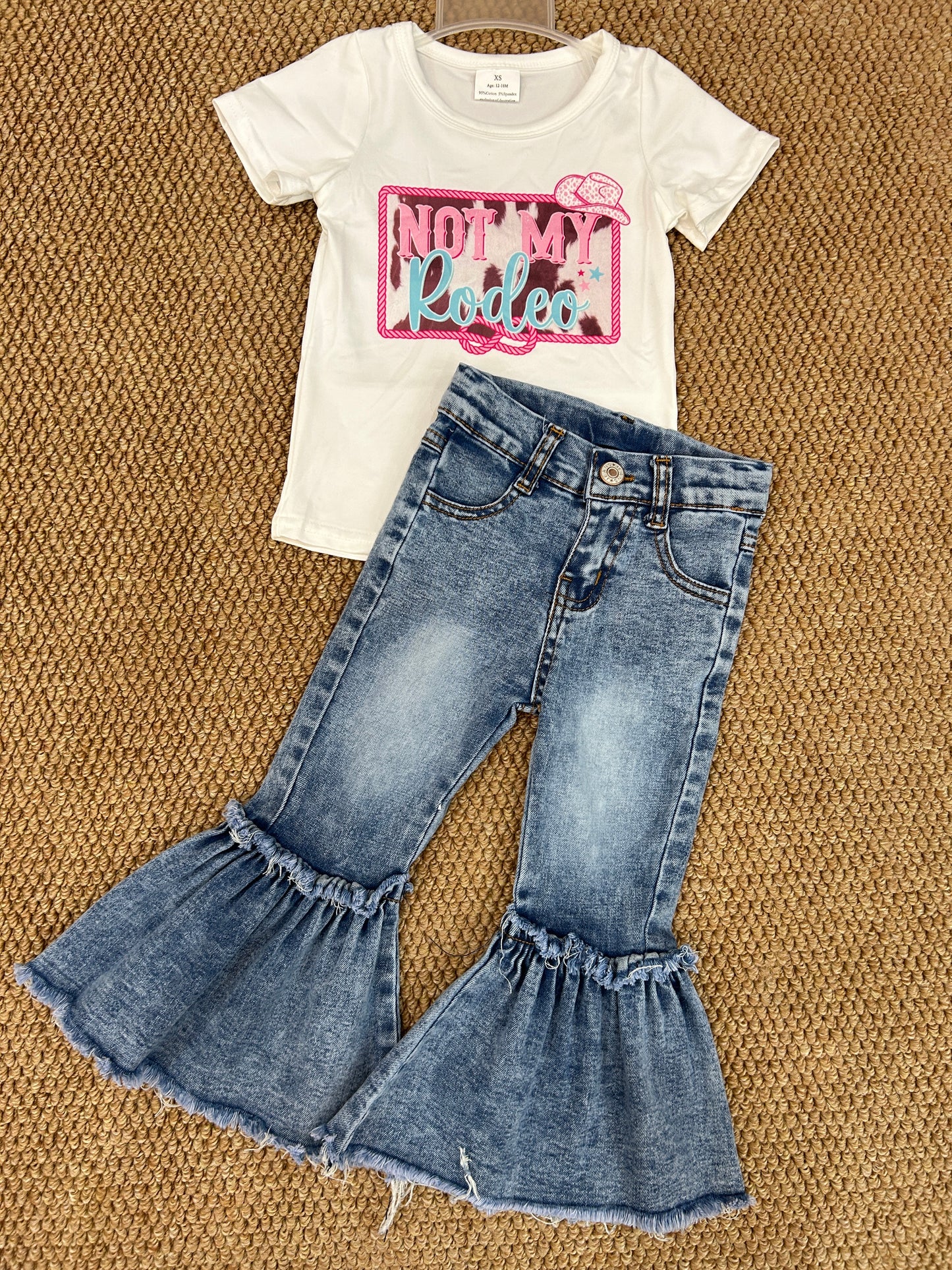 Not my rodeo top blue denim pants outfit baby clothes
