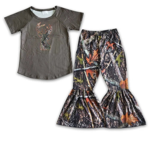 baby girls short sleeve deer outfit
