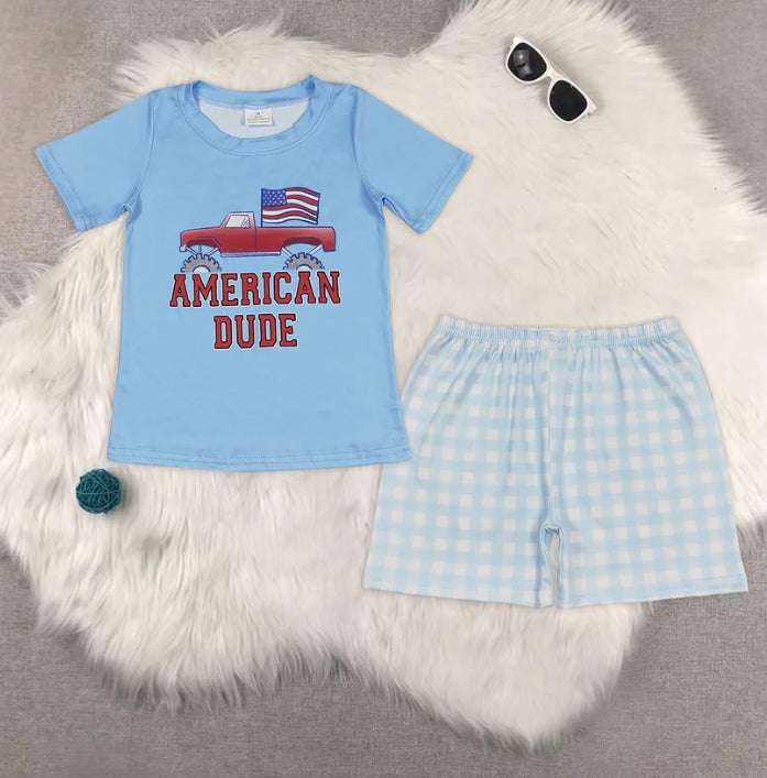 BT0650+SS0353 4th of july short-sleeved top Boy Shorts sets