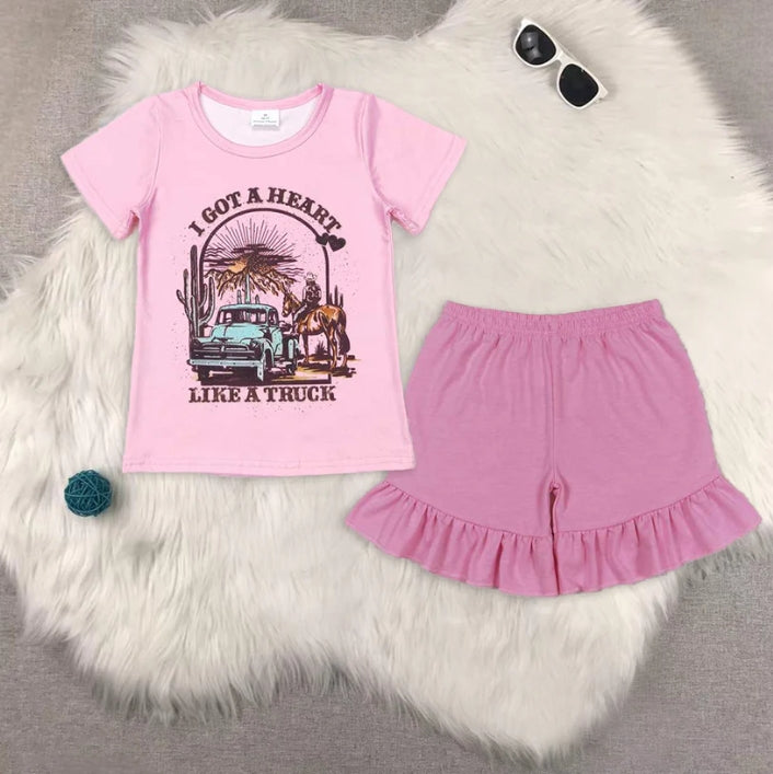 GT0406+SS0271 Pink short sleeve shirt matching short summer clothes
