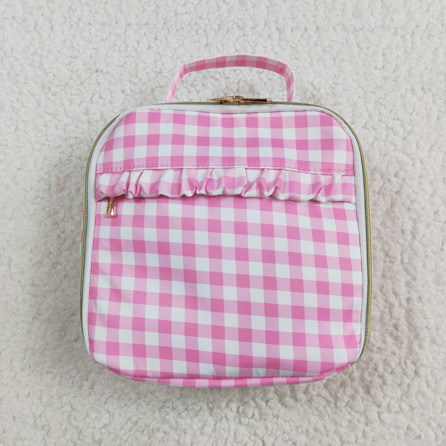 Pink plaid duffel bag sports bag