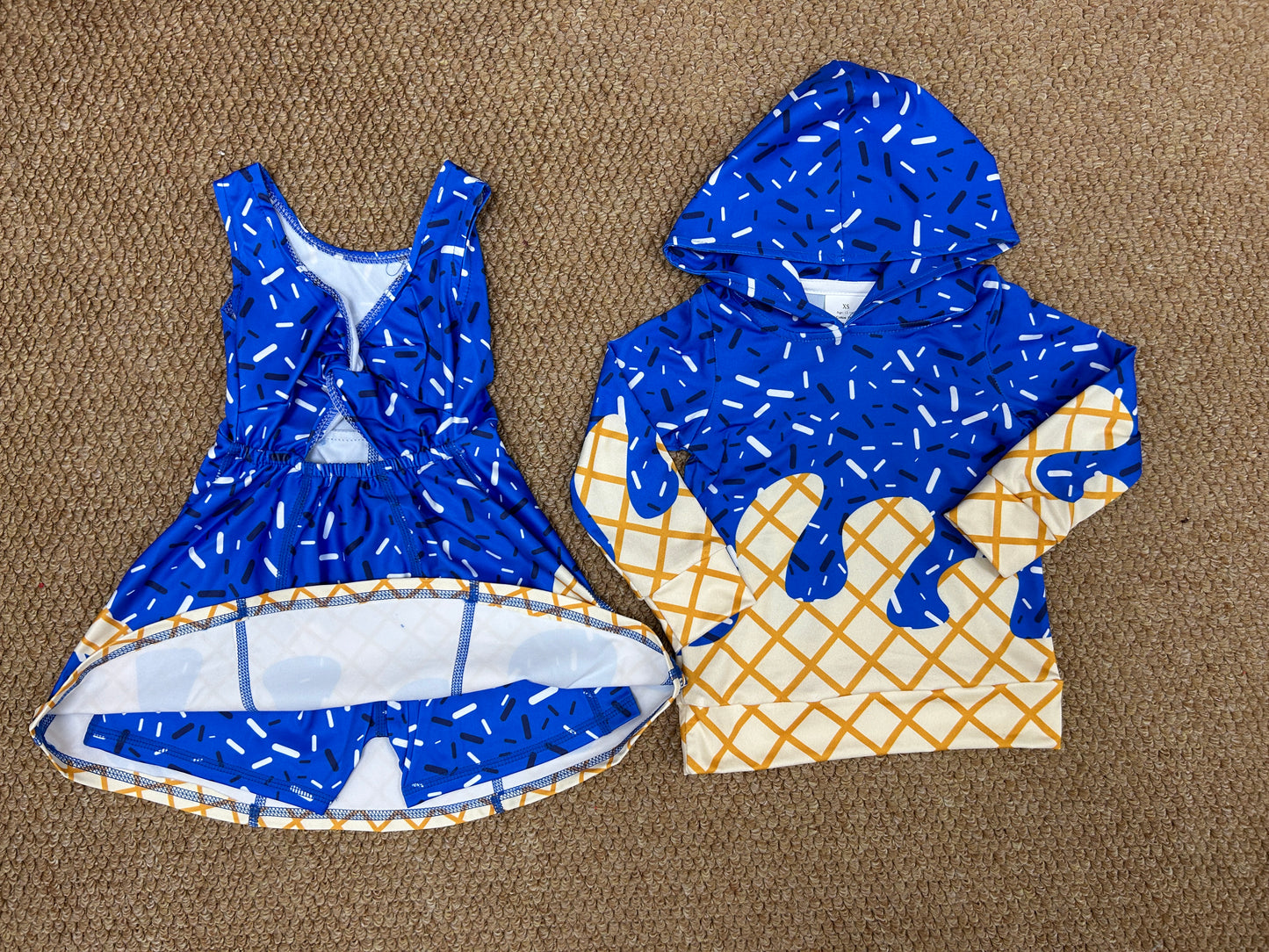 Baby girls blue active wear athletic summer yoga matching clothes