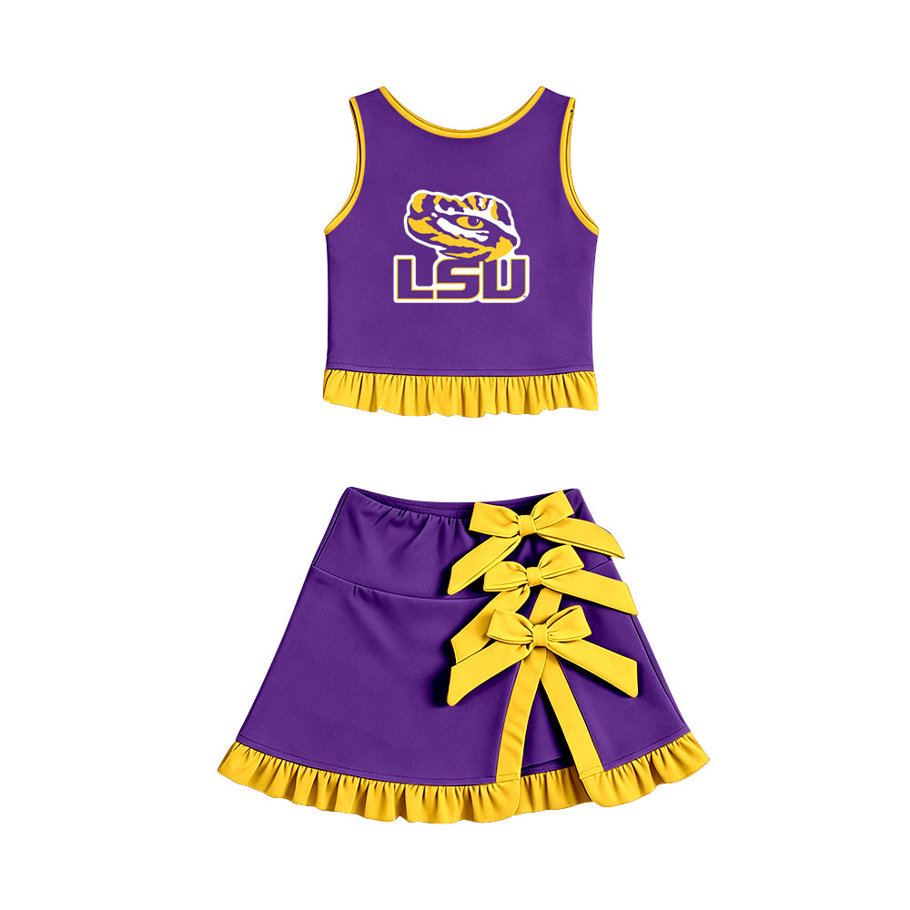 wholesale kids clothes custom team active wear design skirt matching outfit