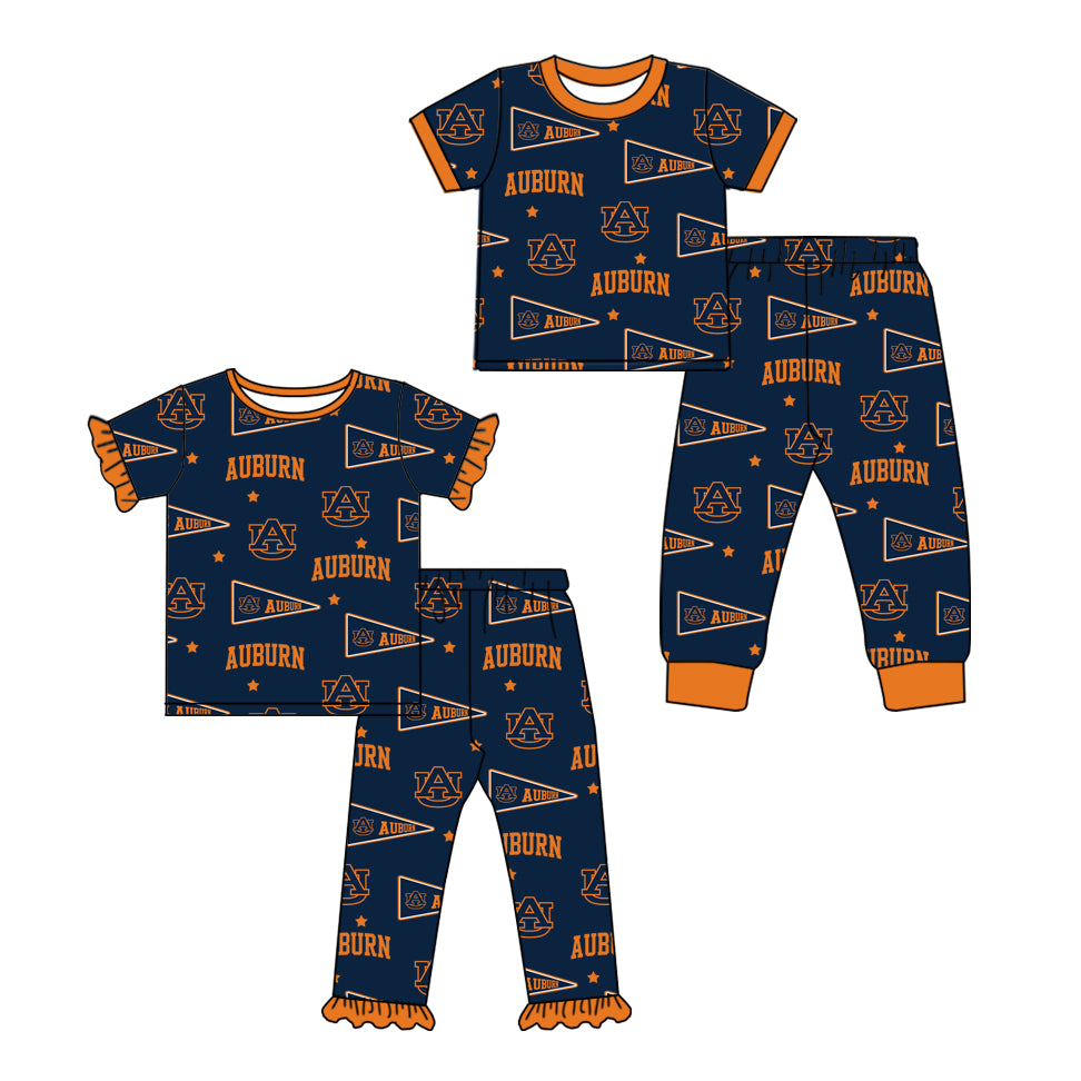 Toddle kids custom auburn team design girl boys short sleeve pajama set