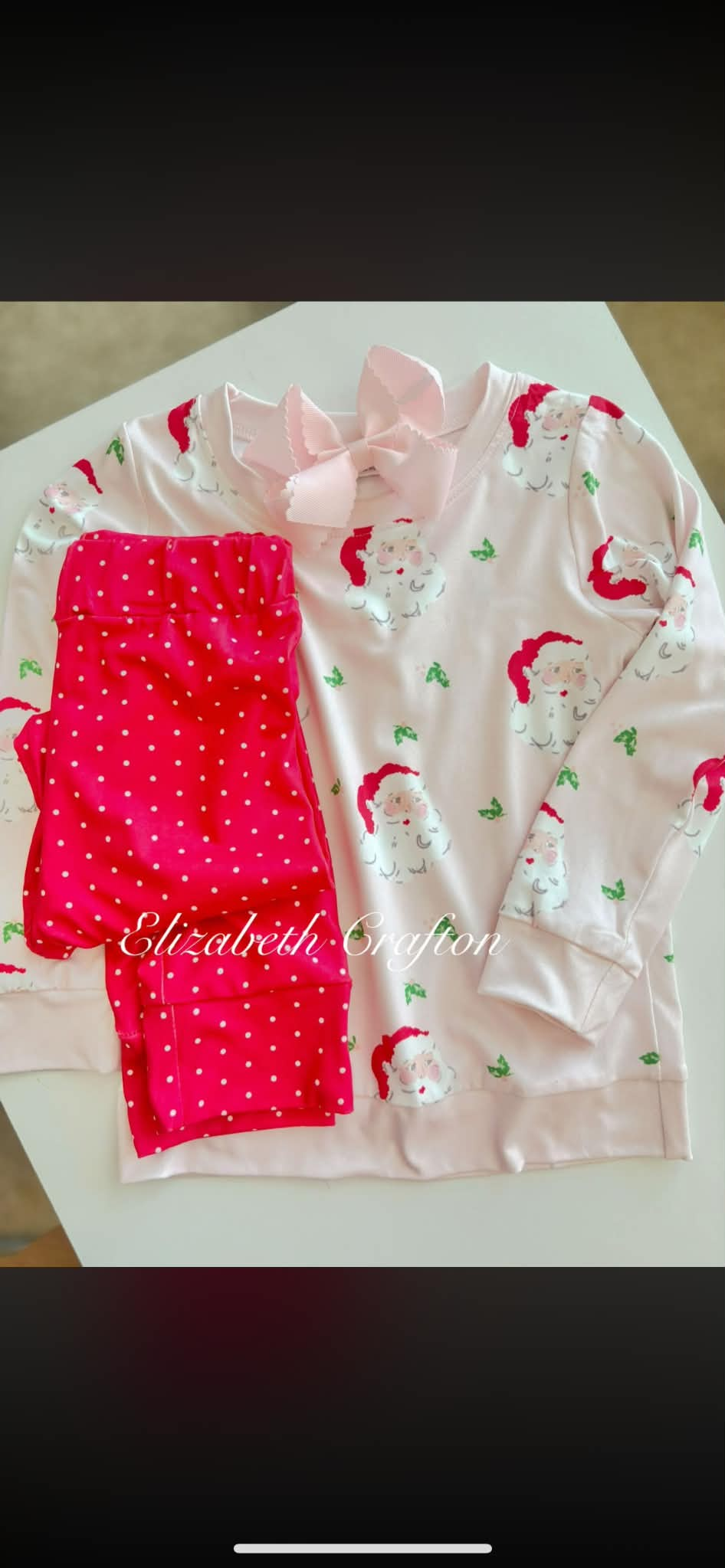 Christmas santa claus top polka dots leggings design kids outfit wholesal factory price