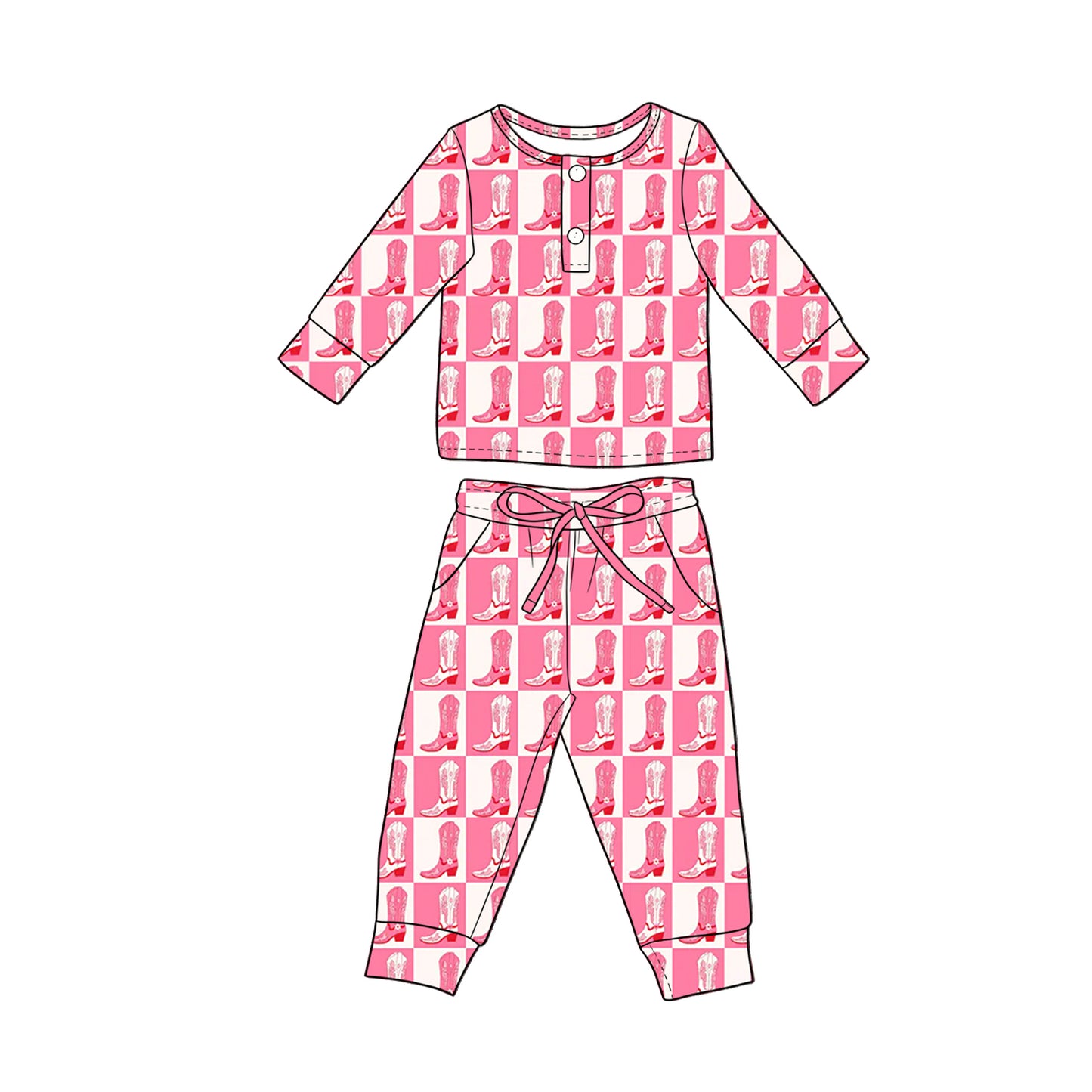 baby girl long sleeve western top matching pants custom design outfit