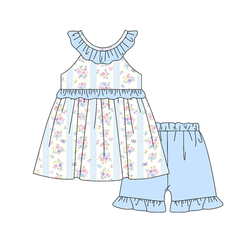 wholesale kids girls floral design summer outfit
