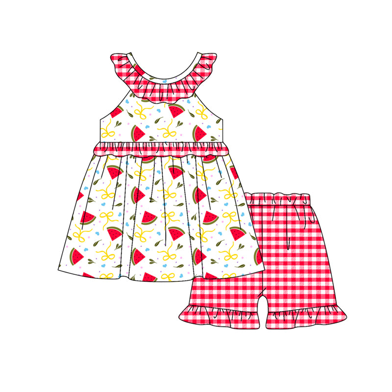 Watermelon top matching shorts girls summer outfit