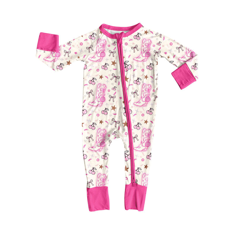 toddle baby western boots long sleeve zip romper