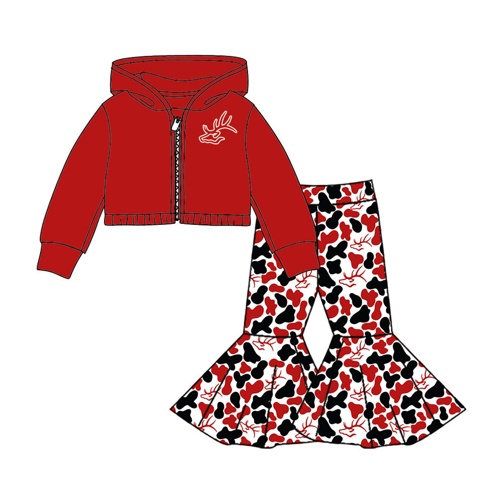 Girls long sleeve zip top matching pants custom team outfit