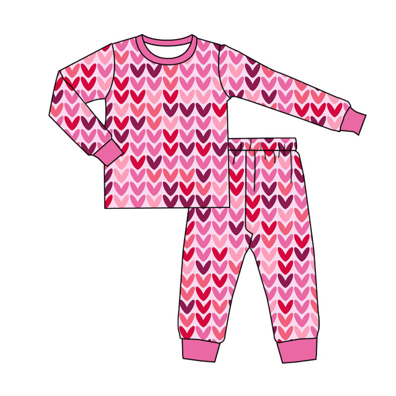 Valentines day kids long sleeve pajama set wholesal factory price
